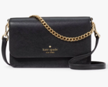 Kate Spade Madison Flap Crossbody Bag Black Leather Chain Purse KC586 NW... - £70.39 GBP
