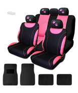 For BMW New Flat Cloth Black and Pink Car Seat Covers Mats With Paws Set - £42.91 GBP