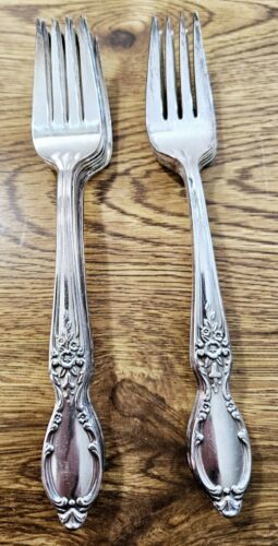 WM Rogers & Son IS VICTORIAN ROSE 1954 Silverware 11 Salad Forks Silverplate - $22.44