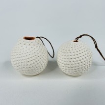 2 Acoma Round Textured Pottery Ornaments 1.25&quot; and 1.5&quot; Tall, White Matt... - $58.00