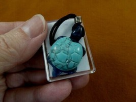 anv-tur-11 little blue Howlite TURTLE tortoise gemstone carving Pendant NECKLACE - £9.66 GBP