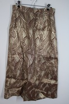 Vtg Gold Brown 31&quot; Waist Lame Sparkle Wave Pattern Maxi Skirt - £19.51 GBP