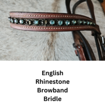 English Bridle Rhinestone Browband Brown USED - £11.98 GBP