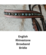 English Bridle Rhinestone Browband Brown USED - £11.71 GBP