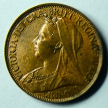 Great Britain 1896 Victoria Mint Lustred Coin Farthing 1/4d Uncirculated - $225.00