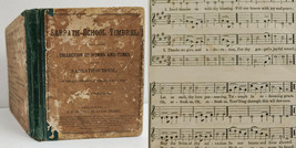 1869 antique SHAPE NOTE MUSIC BOOK sabbath-school timbrel tunes hymns own KINSEY - £138.48 GBP