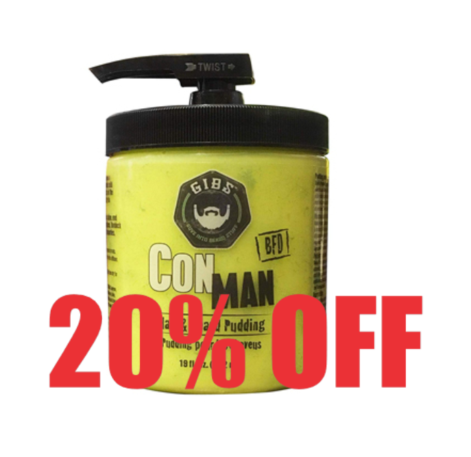 GIBS Grooming Con Man Hair & Beard Pudding 19oz Gel, Mousse & Spray