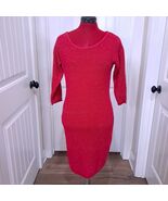 T/O Sweater Dress Womens sz Medium Pink Ribbed Knit Keyhole Stretch spar... - $457.05 MXN