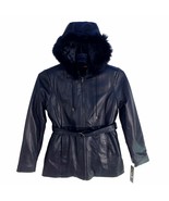709-1 Wilda, Women 3/4 Long Leather Jacket, Zip-Out Lining with Hoodie &amp;... - $340.73 CAD