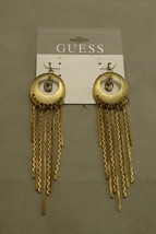 Guess Gold Drop Tassel Center Dangle Clear Gem Fashion Earrings - $8.21