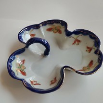 Antique Japan Cobalt Trimmed Dish Hand-painted Flowers &amp; Gold/ Candy Dish 6 x 6 - £15.41 GBP