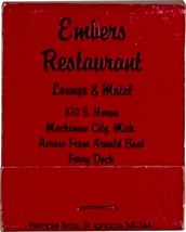 Embers Restaurant, Mackinaw City, Michigan, Match book Matches - £7.84 GBP