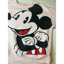 Walt Disney Mickey Mouse Sweatshirt Womens Medium Pink Cropped Pullover Crewneck - £6.63 GBP