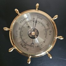 Bay Berk Brass Boat Ship Wheel Barometer Porthole Glass Nautical 9&quot; Wall Decor - £237.40 GBP