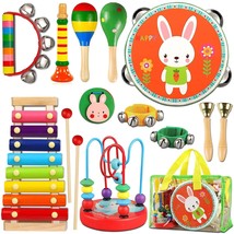 Toddler Musical Instruments Toys, Wooden Percussion Instruments Set For Kids Bab - £30.25 GBP