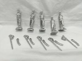 Lot Of (5) Vintage Historical Infantry With Rifles Backpack Lead Miniatu... - $19.39
