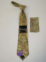 Men's Stacy Adams Tie and Hankie Set Woven Silky Fabric #Stacy62 Gold image 2