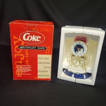 Coca-Cola Ceramic Polar Bear Anniversary Dome Clock Revolving Bear 2001 ... - $34.64