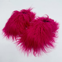 Plush slippers candy-colored thick soled fluffy slippers - $29.90