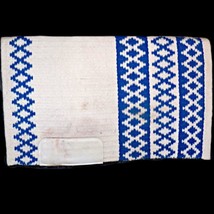 Custom Hand Loomed Royal Blue Cream Triple Diamond Saddle Blanket Pad 32... - $395.00