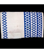 Custom Hand Loomed Royal Blue Cream Triple Diamond Saddle Blanket Pad 32... - £309.33 GBP