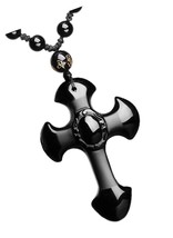 Black Obsidian Necklace Lucky Amulet Protection Pendant with - £43.39 GBP