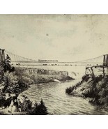 1930 The Railroad Suspension Bridge Niagara Falls Lithograph Print Curri... - $89.24