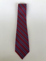 Bill Blass Platinum Men&#39;s Silk Tie 58&quot; X 3 3/4&quot; Red with Blue Stripes 100% Silk - £6.73 GBP