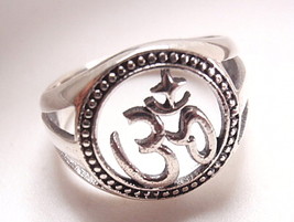 Ohm Triple Band Ring Solid 925 Sterling Silver Yoga Mantra Om Size 5.5 to 7.5 - £7.95 GBP+