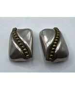 925 Sterling Silver Clip-On Earrings TA-55 Mexico Taxco Gold Beads Moder... - $34.65