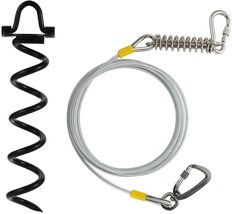 10ft Dog Tie Out Cable and Stake,Reflective/Anti-Rust and Shock-Absorbing Spring - £14.77 GBP