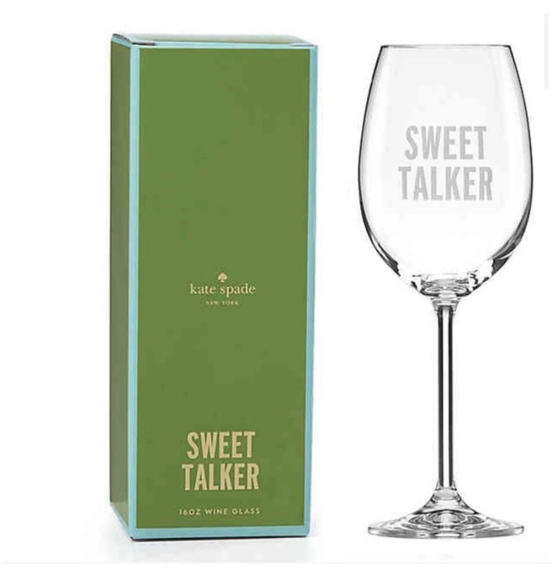 KATE SPADE Uncorked Sweet Talker Wine Glass 16 Oz Crystal Czech Republic... - $32.99