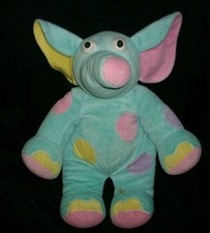 16&quot; Vintage Baby Blue Elephant Commonwealth Stuffed Animal Plush Toy Pink Yellow - £26.03 GBP