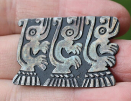 sterling silver AZTEC Mexico brooch pin vintage figural 925 Taxco ESTATE... - £47.77 GBP