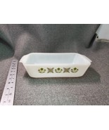 VINTAGE FIRE-KING MILK GLASS MEADOW GREEN Anchor Hocking loaf pan 9” x 5... - £12.70 GBP