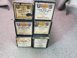 Estate Find LOT of 6 Vintage 1 QRS and 5 US PLAYER PIANO Word-Roll MUSIC... - £40.81 GBP