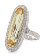 Judith Ripka Sterling Silver Elongated Canary Crystal/White Topaz Ring - £154.92 GBP