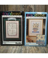 *2* COLORPOINT PaintStitching Sampler Lot Sunflowers &amp; Place To Be Happy... - £7.39 GBP