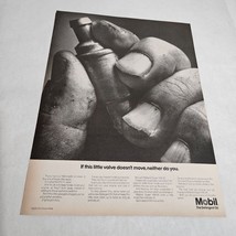 Mobil Oil Male Hand Holding Valve Vintage Print Ad 1967 - £8.63 GBP