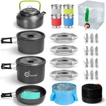 Odoland 29-Piece Camping Cookware Mess Kit, Stainless Steel Cups, Plates, Forks, - $85.95