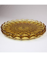 Set Of 2 Vintage Anchor Hocking Fairfield Amber Glass Cake Plate Serving... - $19.25