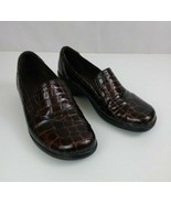 Clarks Women’s Brown Faux Leather Embossed Crocks Size 7.5M - $29.69
