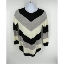 Polly &amp; Esther Black Gray White Striped Sweater Medium NWT - $14.85