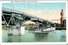 Sagamore Bridge Cape Cod Canal w Ship Massachusetts - £11.83 GBP