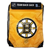 NHL Boston Bruins Logo Team Spirit Drawstring Back Sack Bag Yellow Black 17&quot;x13&quot; - £14.44 GBP