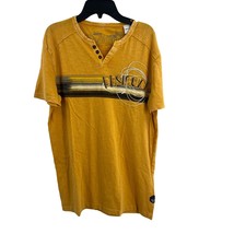 Desigual Mens XS Yellow Henley Short Sleeve Logo US XS New - $32.81