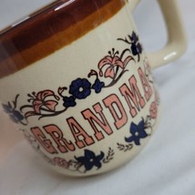 1970&#39;s Stoneware Grandma Coffee Tea Hot Chocolate Mug Cup Brown Trim Flowers  - £7.16 GBP