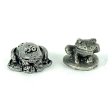 Pewter Frog Figurines 1/2&quot; Miniature Tiny Amphibian Lot of 2 Great Detail - £7.98 GBP