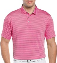 PGA TOUR Men&#39;s Single Feeder Stripe Golf Polo Bossy Pink B4HP - £12.83 GBP