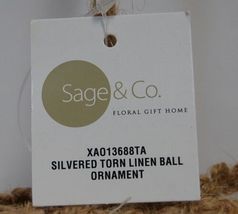 Sage Company XAO13688TA Silvered Torn Linen Ball Ornament 7 inches image 4